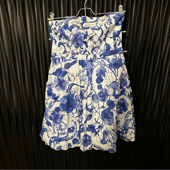 H&M Mini Bandeau Pleated Floral Dress Size 6 - Picture 5 of 5